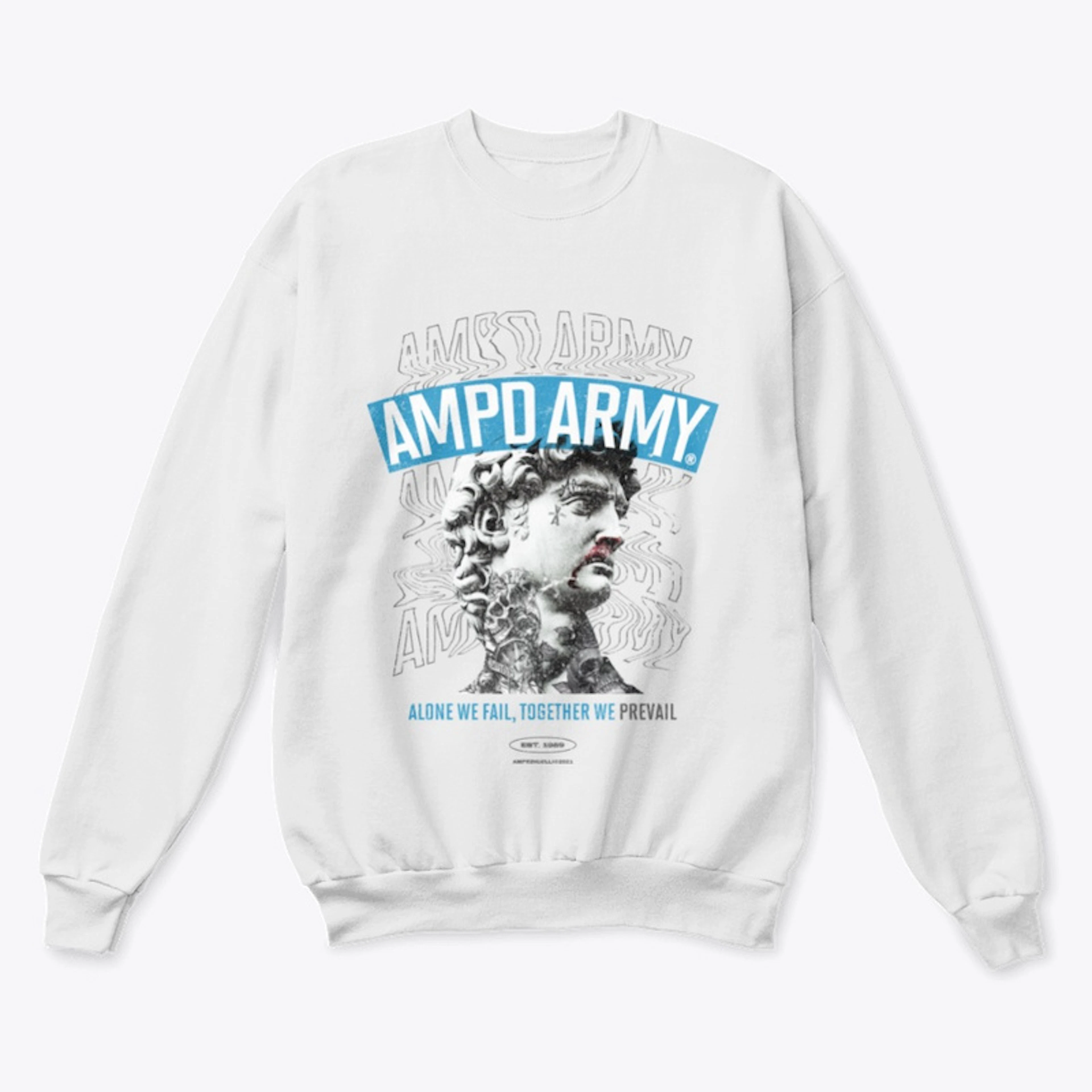 AMPD ARMY PREVAIL CREW NECK SWEATER WHIT
